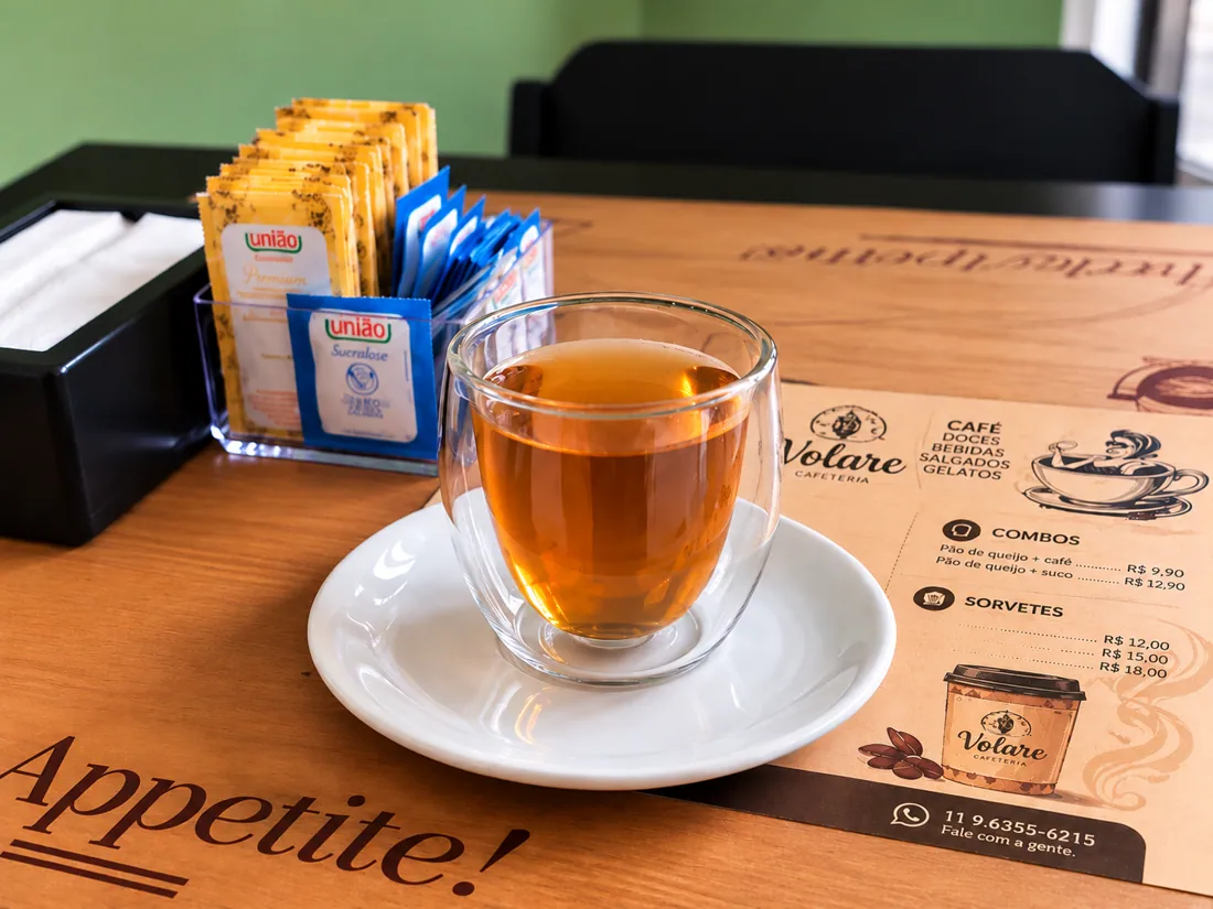 Chá pu-erh na Volare Cafeteria
