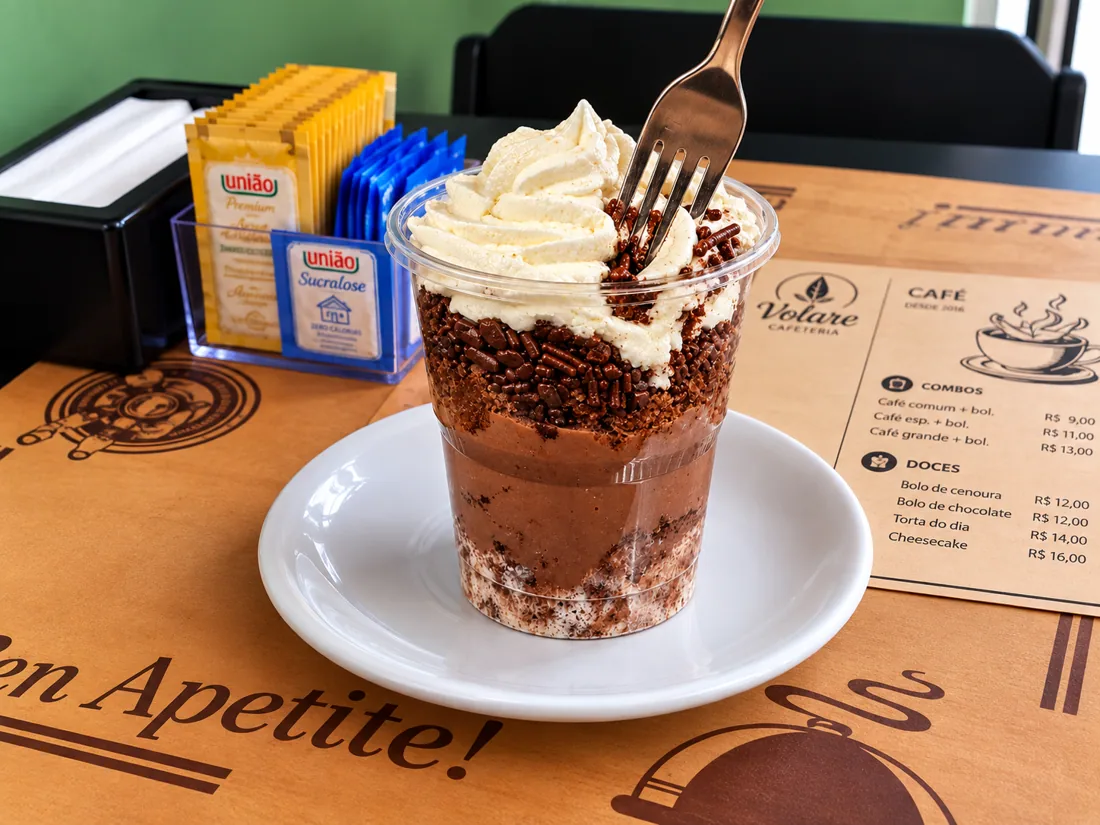 Bolo no pote na Volare Cafeteria