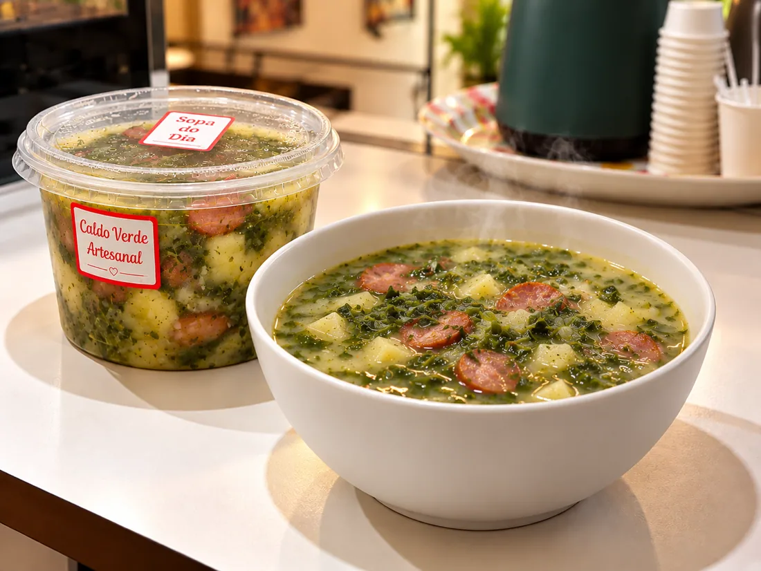 Caldo verde tradicional na Volare Cafeteria