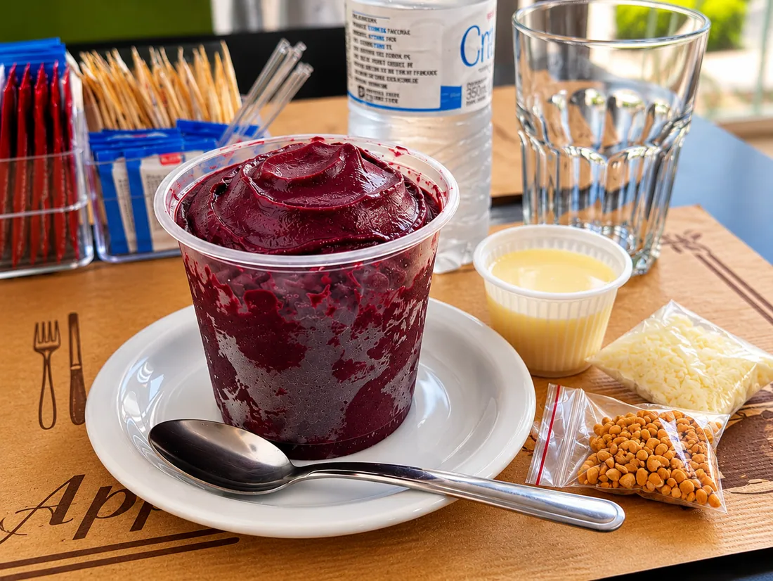 Açaí com acompanhamentos na Volare Cafeteria